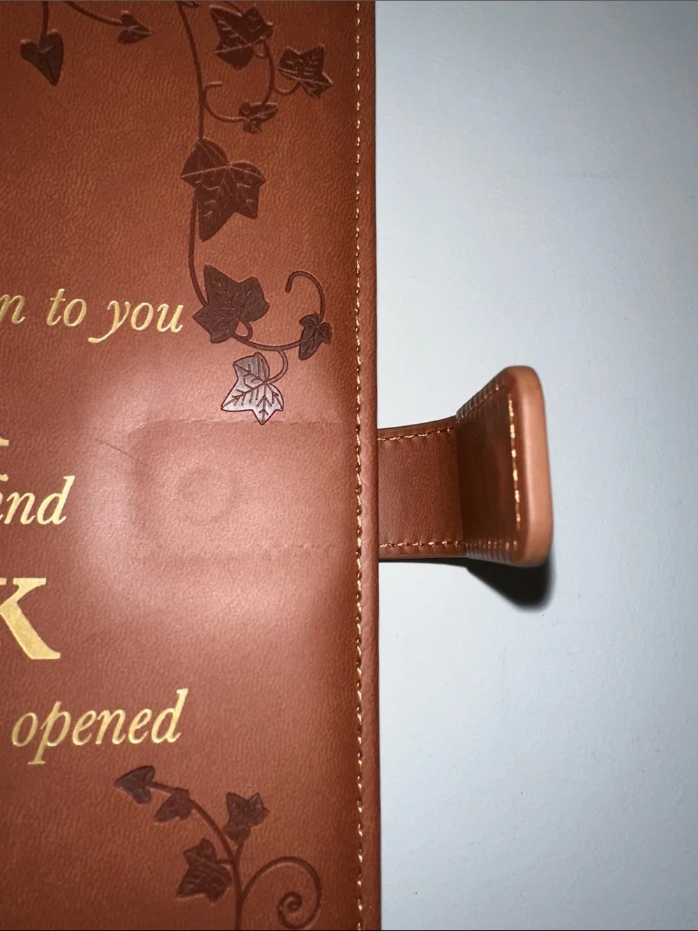Chestnut Brown Gold Tone Bible Verse Faux Leather Bound Padded Cover Journal